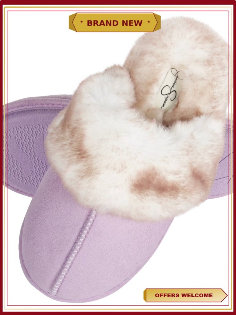 Comfy Faux Fur House Slipper Scuff Memory Foam Slip On Anti-Skid Sole